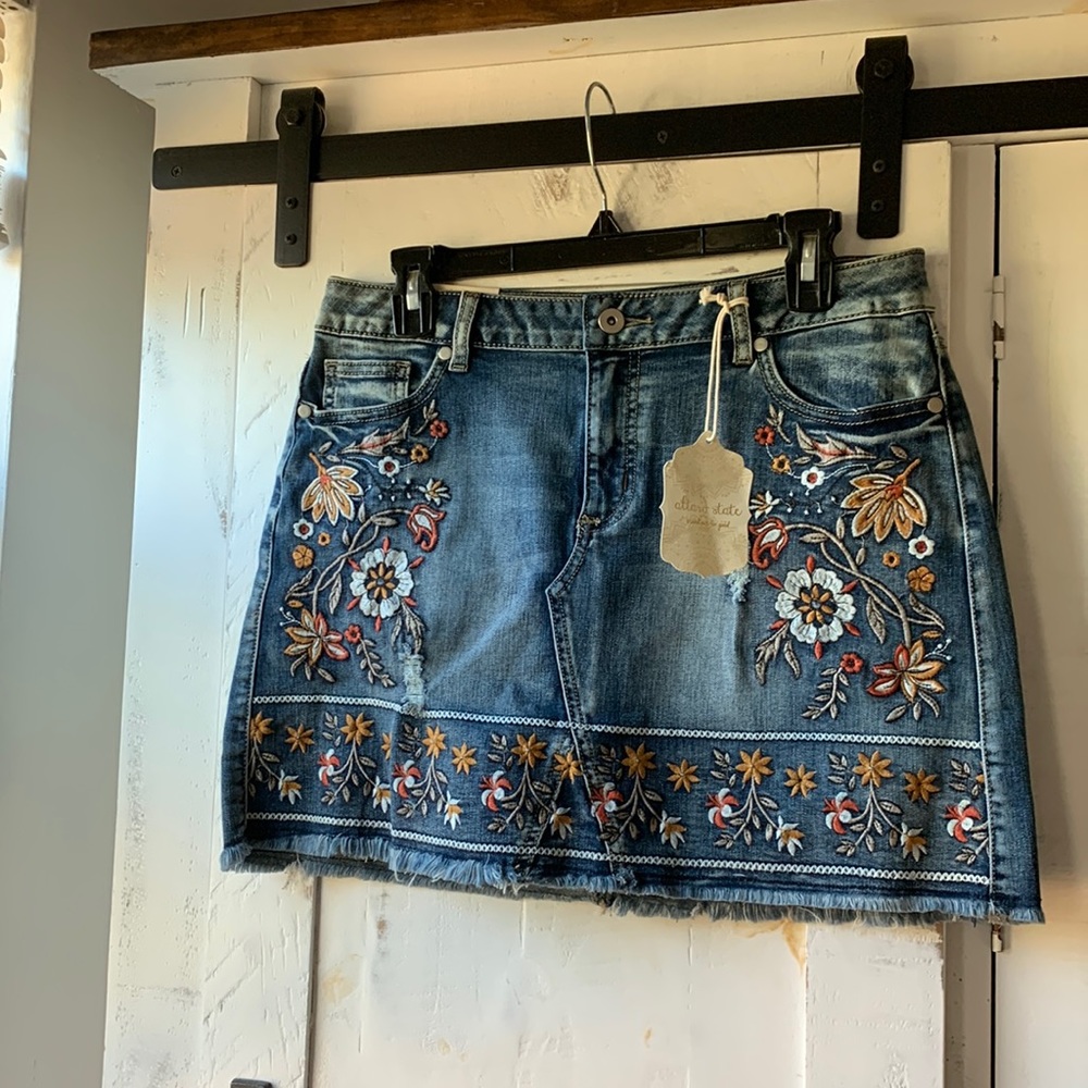 Altar’d State Embroidered Denim Skirt